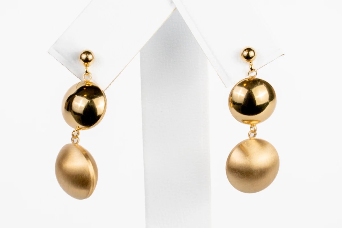 Aretes Juego Doble Esfera Brillante Mate